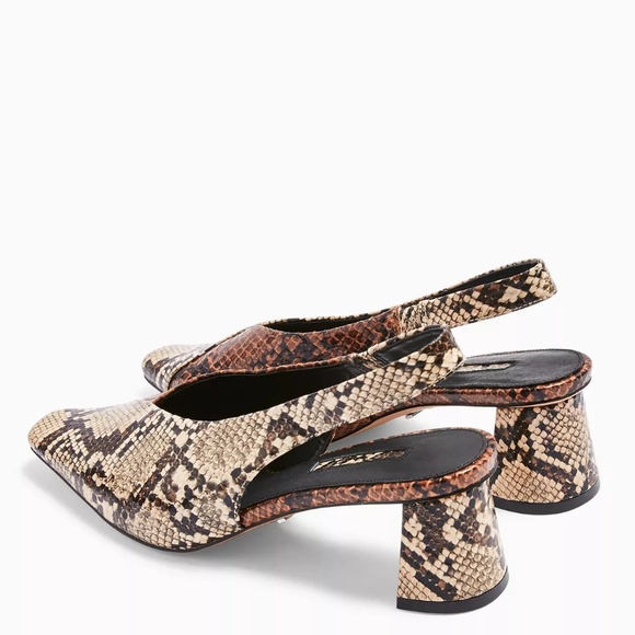 Topshop Vintage Look Snakeskin Slingback Shoes Sz8 - Picture 4 of 5